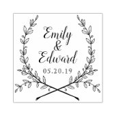 Elegant Laurel Couple Names Wedding Save the Date Rubberstempel (Afrduk)