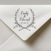 Elegant Laurel Couple Names Wedding Save the Date Rubberstempel
