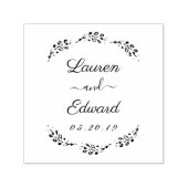 Elegant Laurel Couple Names Wedding Save the Date Zelfinktende Stempel (Design)