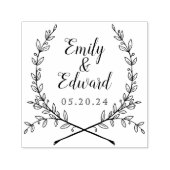 Elegant Laurel Couple Names Wedding Save the Date Zelfinktende Stempel (Design)