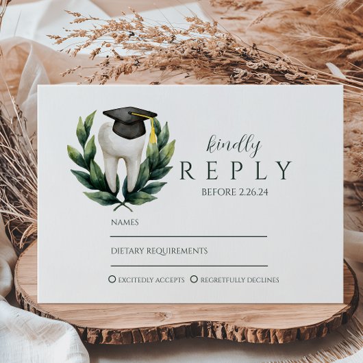 Elegant Laurel Dental Graduation RSVP Kaartje