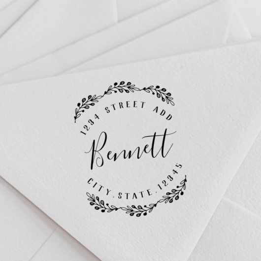 Elegant Laurel familienaam retouradres Zelfinktende Stempel