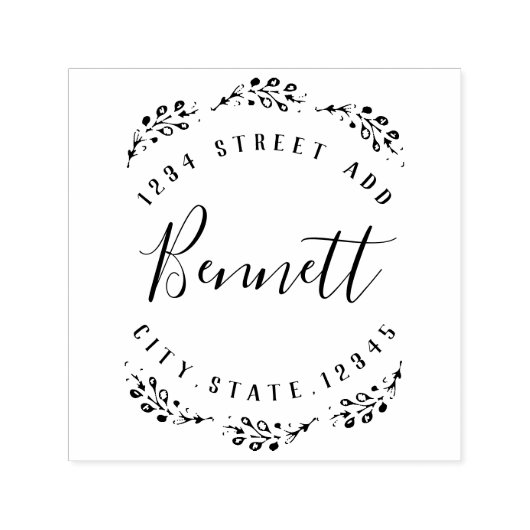 Elegant Laurel familienaam retouradres Zelfinktende Stempel (Design)