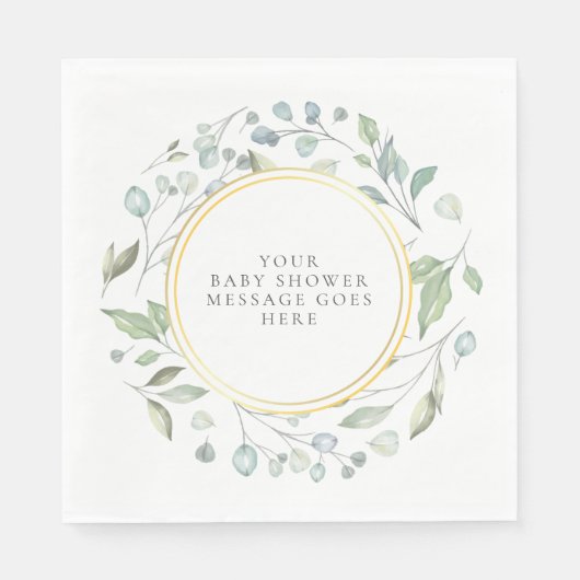 Elegant Laurel Garland Baby shower Bericht Servet (Voorkant)