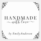 Elegant Laurel Handmade with Love Business Product Vierkante Sticker (Voorkant)