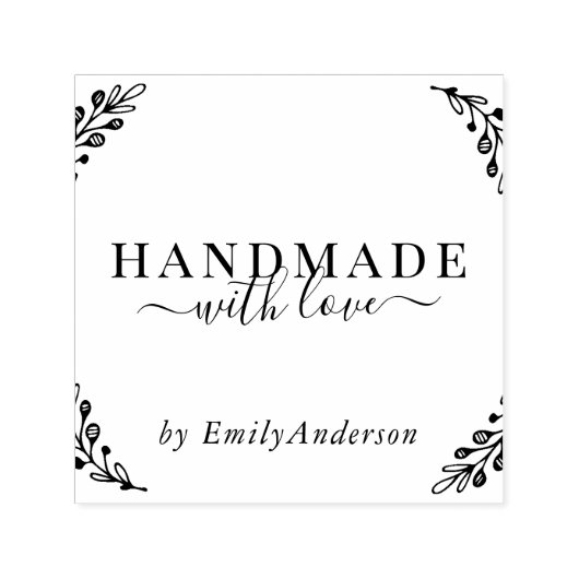 Elegant Laurel Handmade with Love Business Product Zelfinktende Stempel (Design)