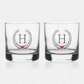 Elegant Laurel Hart Monogrammed Naam Gepersonalise Whisky Glas (Voorkant)