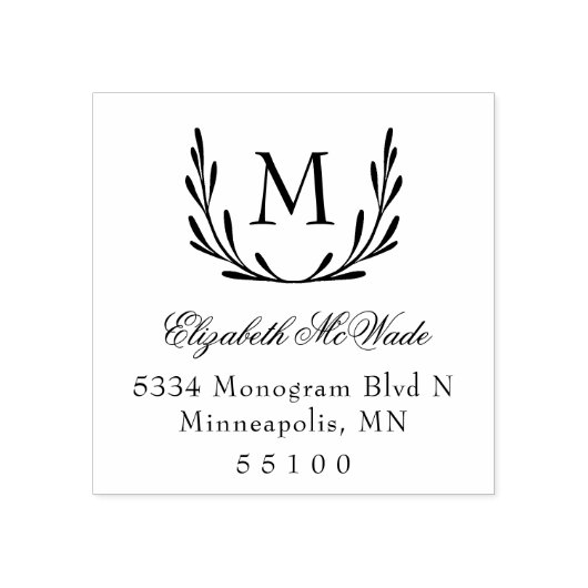 Elegant Laurel krans retouradres Rubberstempel (Afrduk)