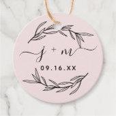 Elegant Laurel laat script Initialen bruiloft Bedankjes Labels (Voorkant)