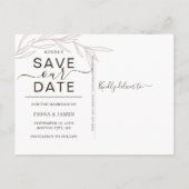 Elegant Laurel Leaf Foto bewaart onze datum Aankondigingskaart (Achterkant)