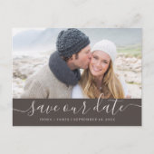 Elegant Laurel Leaf Foto bewaart onze datum Aankondigingskaart (Voorkant)