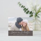 Elegant Laurel Leaf Foto bewaart onze datum Aankondigingskaart (Staand voorkant)