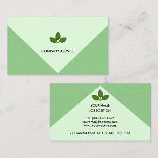 Elegant Laurel Leaves over Light Green Visitekaartje (Voorkant / Achterkant)