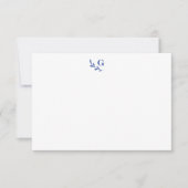 Elegant Laurel Monogram Blue Chic Flat Notitiekaartje (Voorkant)