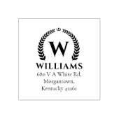 Elegant Laurel Monogram Custom Return Adres Rubberstempel (Afrduk)