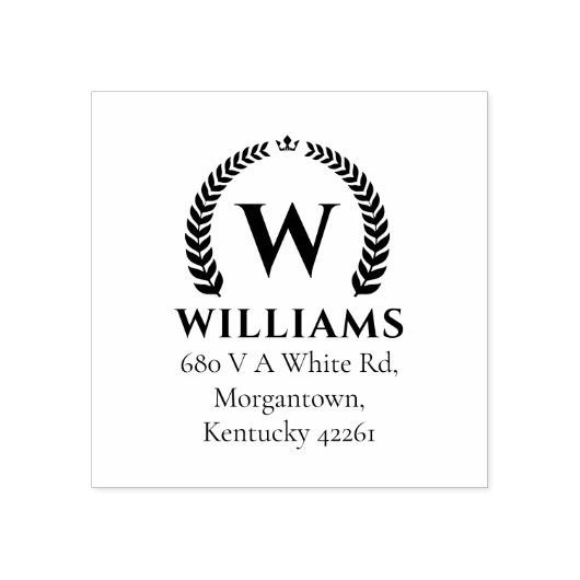 Elegant Laurel Monogram Custom Return Adres Rubberstempel (Afrduk)
