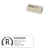 Elegant Laurel Monogram Custom Return Adres Rubberstempel (Gestempeld)