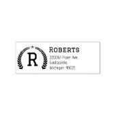 Elegant Laurel Monogram Custom Return Adres Rubberstempel (Afrduk)