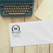 Elegant Laurel Monogram Custom Return Adres Rubberstempel