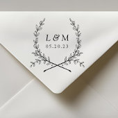 Elegant Laurel Monogram Wedding Save the Date Rubberstempel