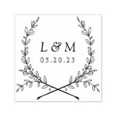 Elegant Laurel Monogram Wedding Save the Date Zelfinktende Stempel (Design)