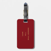 Elegant Laurel Silhouette op Bourgogne Rood Bagagelabel (Achterkant verticaal)