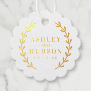 Elegant Laurel Wreath Bruiloft Monogram Bedankjes Labels