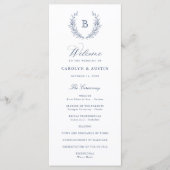Elegant Laurel Wreath Crest Monogram Wedding Programmakaart (Voorkant)