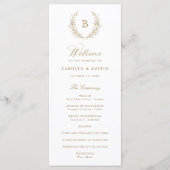 Elegant Laurel Wreath Crest Monogram Wedding Programmakaart (Voorkant)