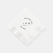 Elegant Laurel Wreath Custom Monogram Wedding Servet (Hoek)