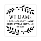 Elegant Laurel Wreath Holiday Return Address Rubberstempel (Afrduk)