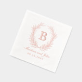 Elegant Laurel Wreath Monogram Bruiloft Folie Servetten (Links)