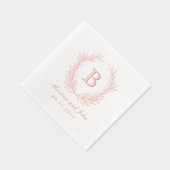 Elegant Laurel Wreath Monogram Bruiloft Folie Servetten (Rechts)