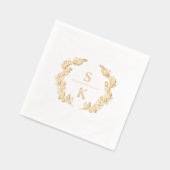 Elegant Laurel Wreath Monogram Bruiloft Folie Servetten (Links)