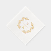 Elegant Laurel Wreath Monogram Bruiloft Folie Servetten (Rechts)