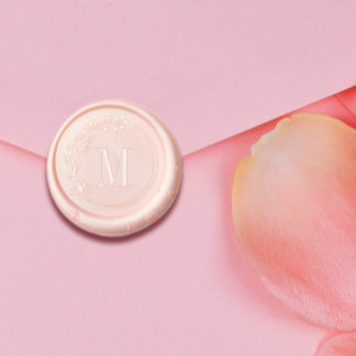 Elegant Laurel Wreath Monogram Bruiloft Waxzegel Sticker