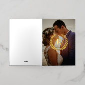 Elegant Laurel Wreath Monogram Foto Bruiloft Folie Wenskaart (Buiten Laag)