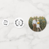 Elegant Laurel Wreath Monogram Foto's Wedding Confetti (Achterkanten)