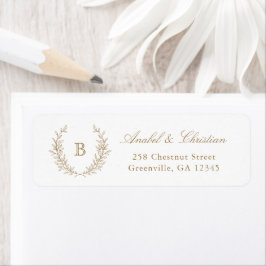 Elegant Laurel Wreath Monogram Return Address Etiket