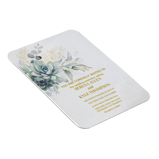 Elegant Laurel Wreath Monogram Typography Wedding Magneet (Rechterzijde)