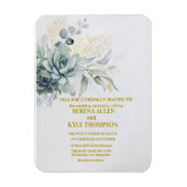 Elegant Laurel Wreath Monogram Typography Wedding Magneet (Verticaal)