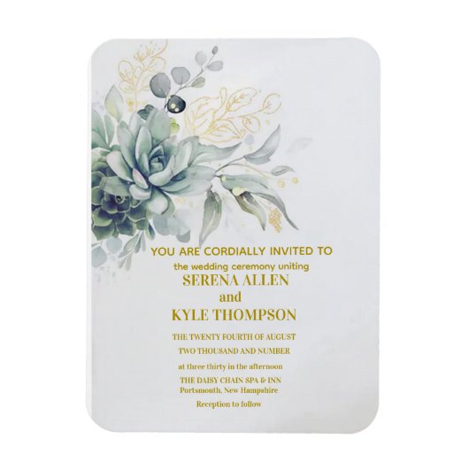 Elegant Laurel Wreath Monogram Typography Wedding Magneet (Verticaal)