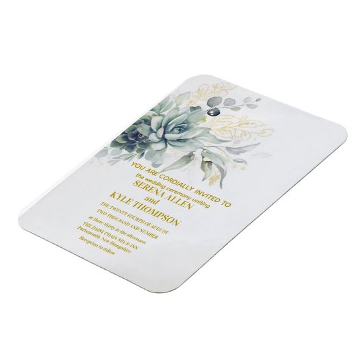 Elegant Laurel Wreath Monogram Typography Wedding Magneet (Linkerzijde)