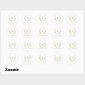 Elegant Laurel Wreath Wedding Monogram Envelope Ronde Sticker (Vel)