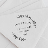 Elegant Laurel Wreatname Familienaam Return Addres Rubberstempel