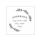Elegant Laurel Wreatname Familienaam Return Addres Rubberstempel (Afrduk)