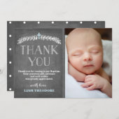 Elegant Laurels Blue | Baptism Foto bedankt (Voorkant / Achterkant)