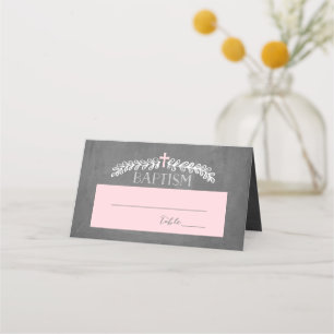 Elegant Laurels Pink Doopsel Plaatskaart Plaatskaartje