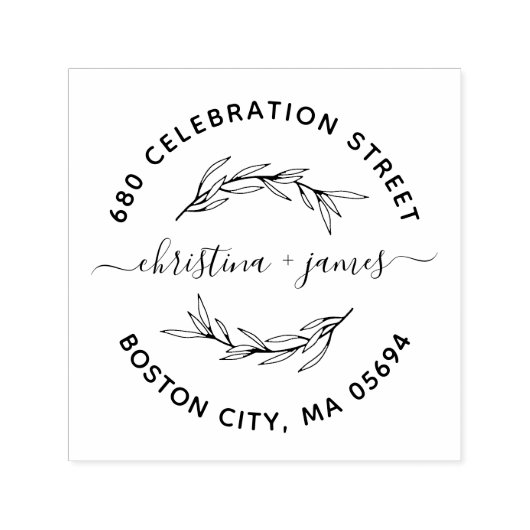 Elegant laurierblad retouradres zelfinktende stempel (Design)