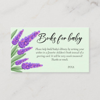 Elegant lavanda Script Books for Baby shower Enclo Informatiekaartje